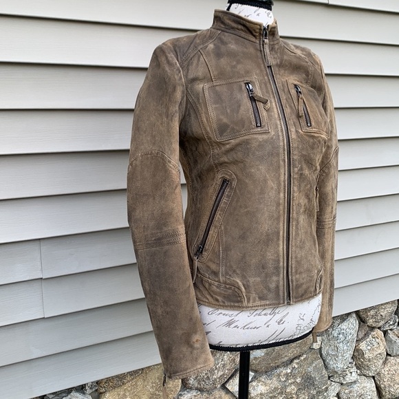 Buffalo OUTERWEAR by David Bitton Brown Distressed Nubuck Leather Jacket - Picture 3 of 16